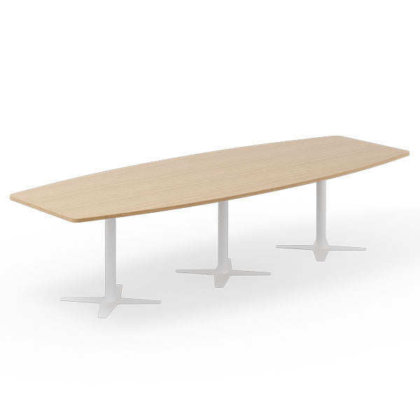 Konferencebord DNA, Eg 3200x1200 mm bådformet, Hvidt understel – image 4