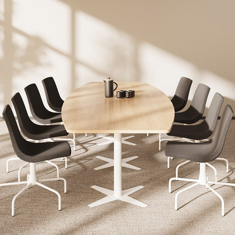 Konferencebord DNA, Eg 3200x1200 mm bådformet, Hvidt understel – image 3