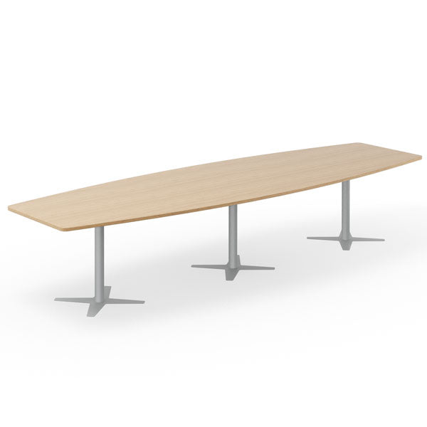 Ergoff Konferencebord DNA, Eg 3800x1200 mm bådformet, Alugråt understel – Konferenceborde