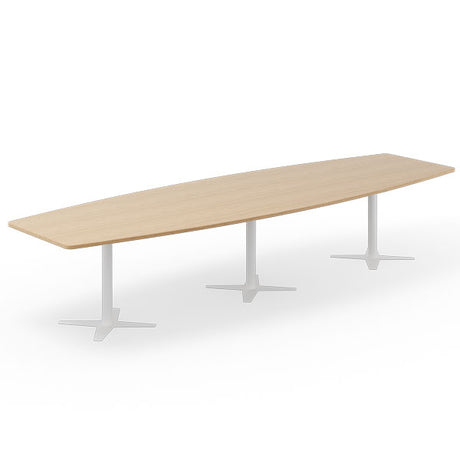 Konferencebord DNA, Eg 3800x1200 mm bådformet, Hvidt understel – image 1