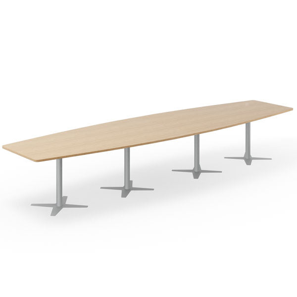 Ergoff Konferencebord DNA, Eg 4400x1200 mm bådformet, Alugråt understel – Konferenceborde