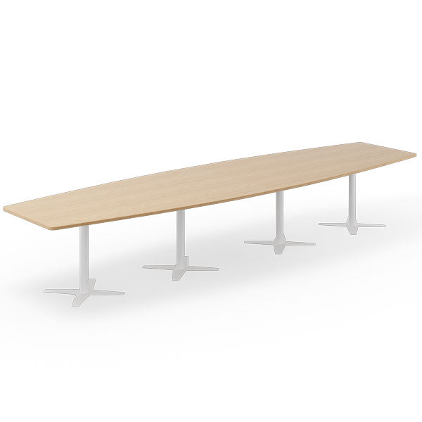Ergoff Konferencebord DNA, Eg 4400x1200 mm bådformet, Hvidt understel – Konferenceborde