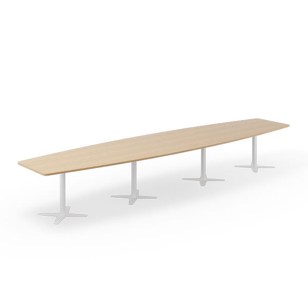 Ergoff Konferencebord DNA, Eg 5000x1200 mm bådformet, Hvidt understel – Konferenceborde