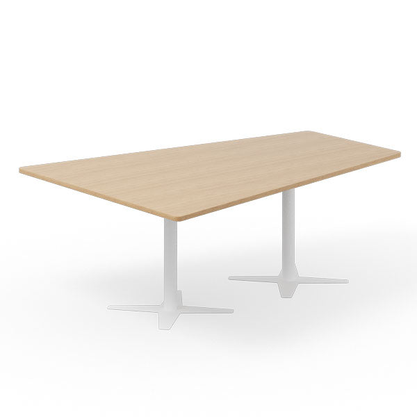 Konferencebord DNA, Eg 2000x1425 mm trapezformet, Hvidt understel – image 1