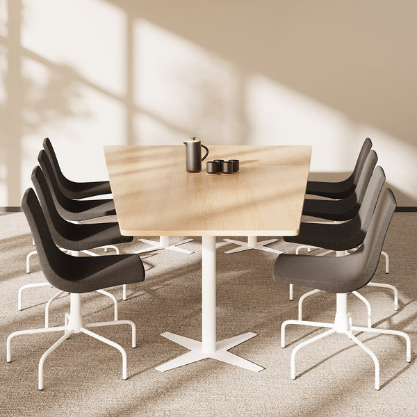 Konferencebord DNA, Eg 3200x1800 mm trapezformet, Hvidt understel – image 1