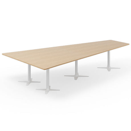 Konferencebord DNA, Eg 3800x1990 mm trapezformet, Hvidt understel – image 1
