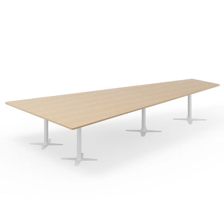 Konferencebord DNA, Eg 4400x2175 mm trapezformet, Hvidt understel – image 1