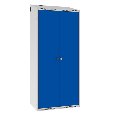 Garderobeskab POL, skråt tag og blå døre – image 1