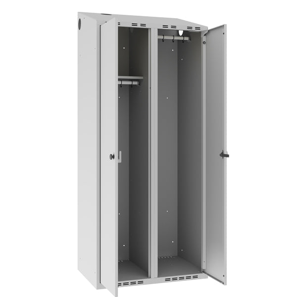 Garderobeskab POC, skråt tag og grå døre – image 4