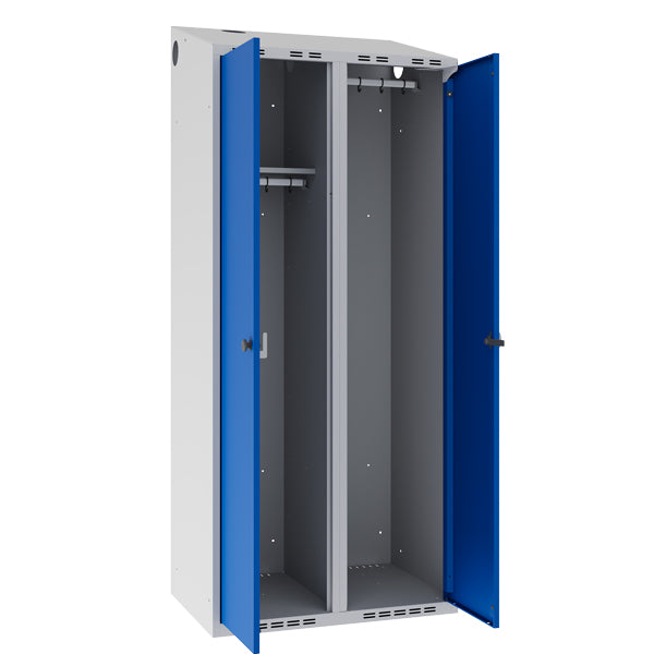 Garderobeskab POC, skråt tag og blå døre – image 4