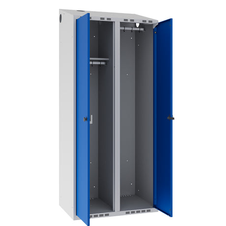 Garderobeskab POC, skråt tag og blå døre – image 2