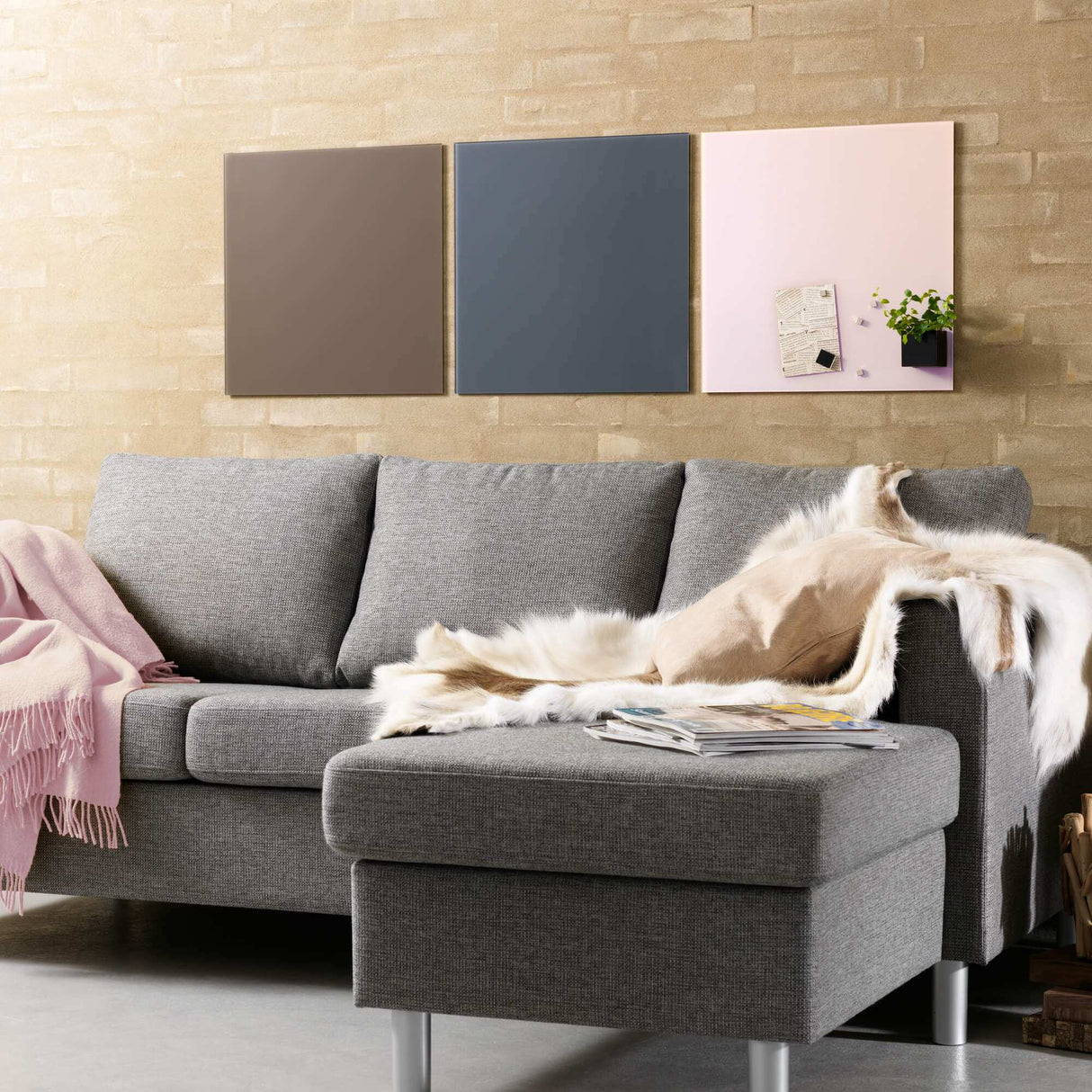 45 x 45 glastavle beige | 45 x 45 cm. Beige Magnetisk Glastavle  | Officely