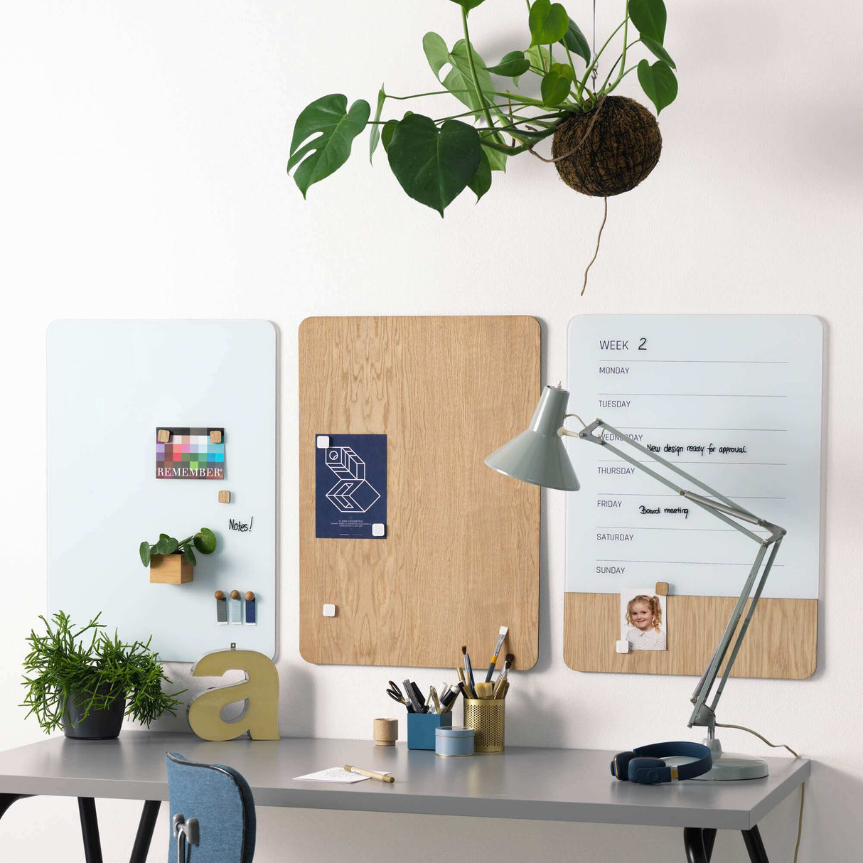 Uge glas tavle 50 x 70 | 50 x 70 cm. Glas/Egefiner Magnetisk uge tavle Engelsk  | Officely