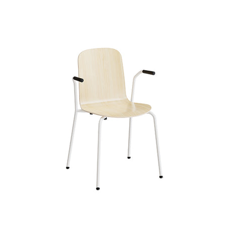 Stol Add 5901 med armlæn Siddeskal i birk laminat, hvidt stel