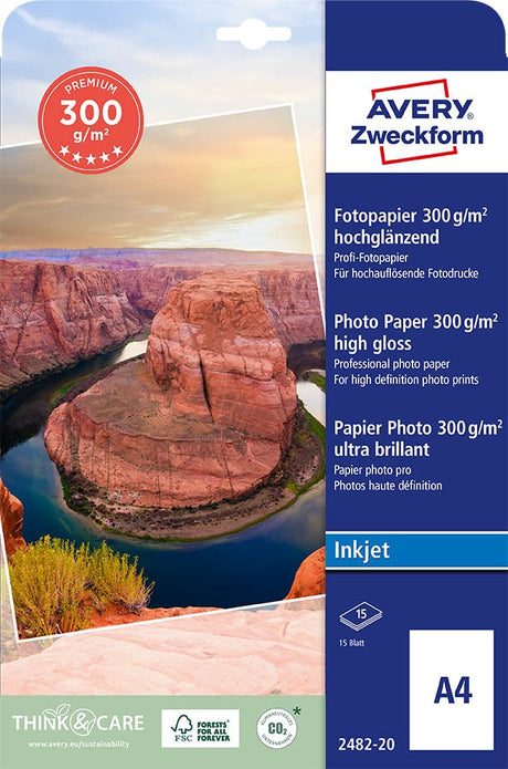 A4 Avery fotopapir glossy 300g inkjet (15) (billede 4)
