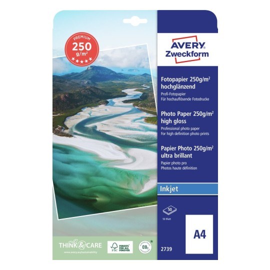 A4 Avery fotopapir glossy 250g inkjet (50)
