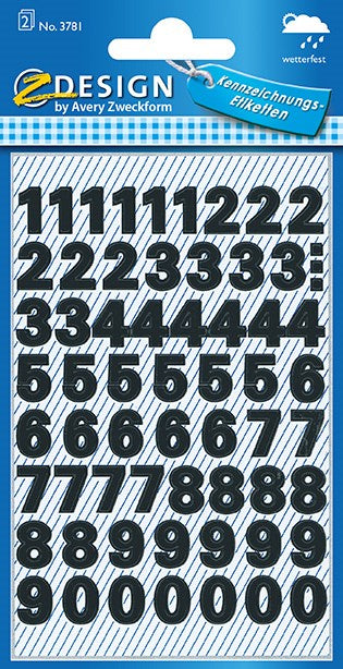 Avery manuel etiket tal 0-9 9,5mm sort (130) – Etiketter