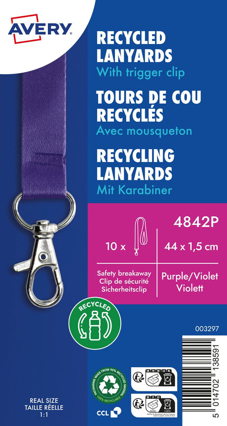 Nøglesnor m/karabinhage genbrugsplast lilla (10) – image 3