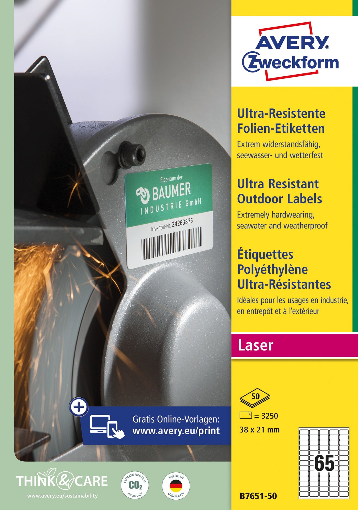 Avery B7651-50 Holdbare og elastiske etiketter, hvid (3250) (billede 3)
