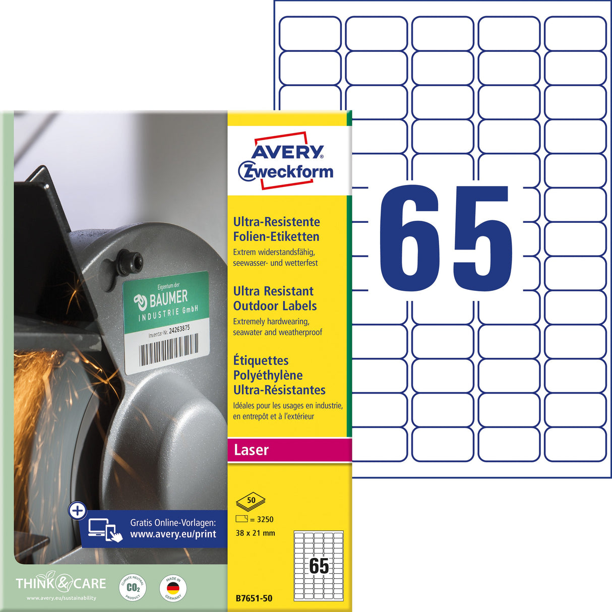 Avery B7651-50 Holdbare og elastiske etiketter, hvid (3250) (billede 2)