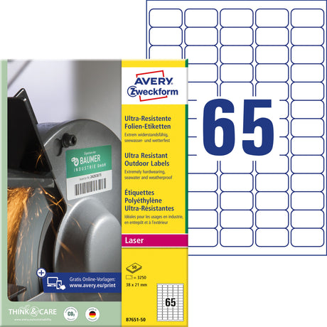 Avery B7651-50 Holdbare og elastiske etiketter, hvid (3250) (billede 2)
