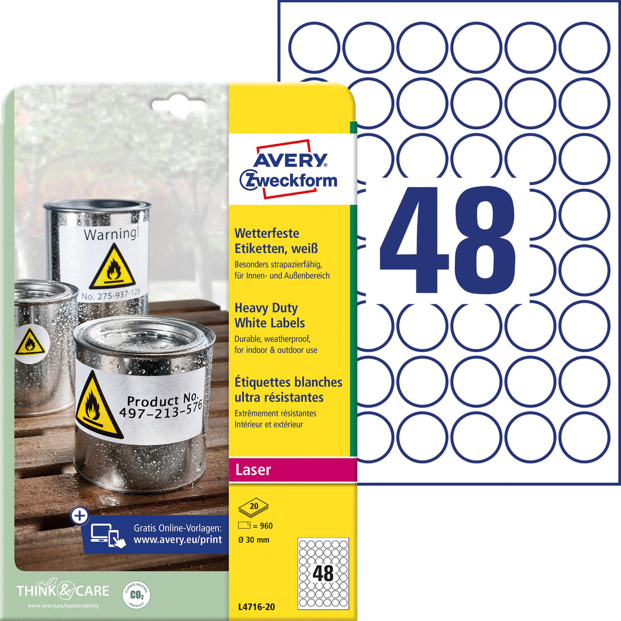 AVERY stærk Polyester etiket Ø30mm (20) – image 1