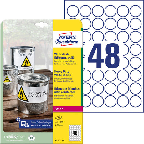 AVERY stærk Polyester etiket Ø30mm (20) – image 1