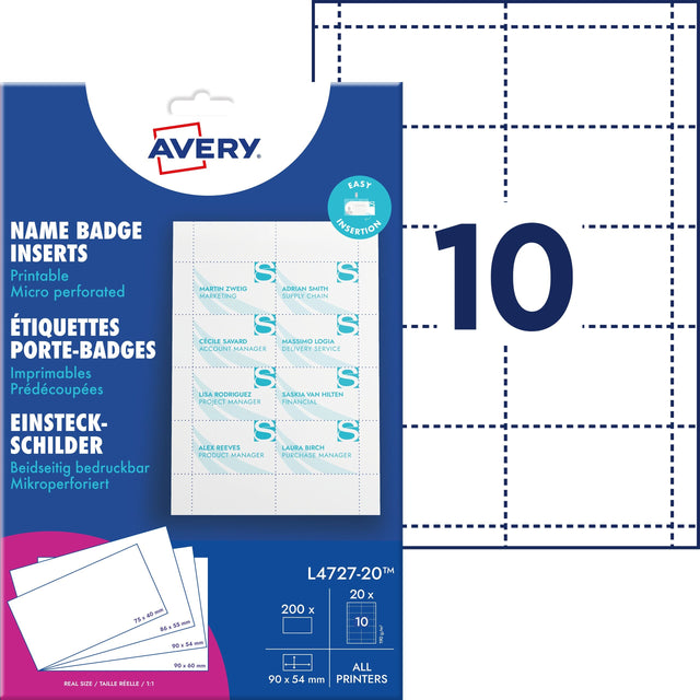 Indstik t/navneskilte printbare 54x90mm (200) – image 1