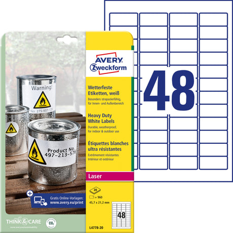 AVERY stærk Polyester etiket 5,7x21,2mm (960) – image 1