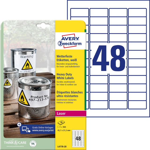 AVERY stærk Polyester etiket 5,7x21,2mm (960) – image 1