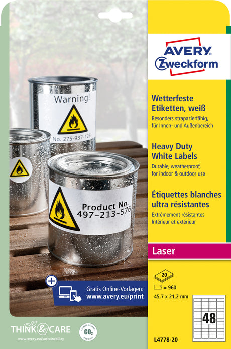 AVERY stærk Polyester etiket 5,7x21,2mm (960) – image 2