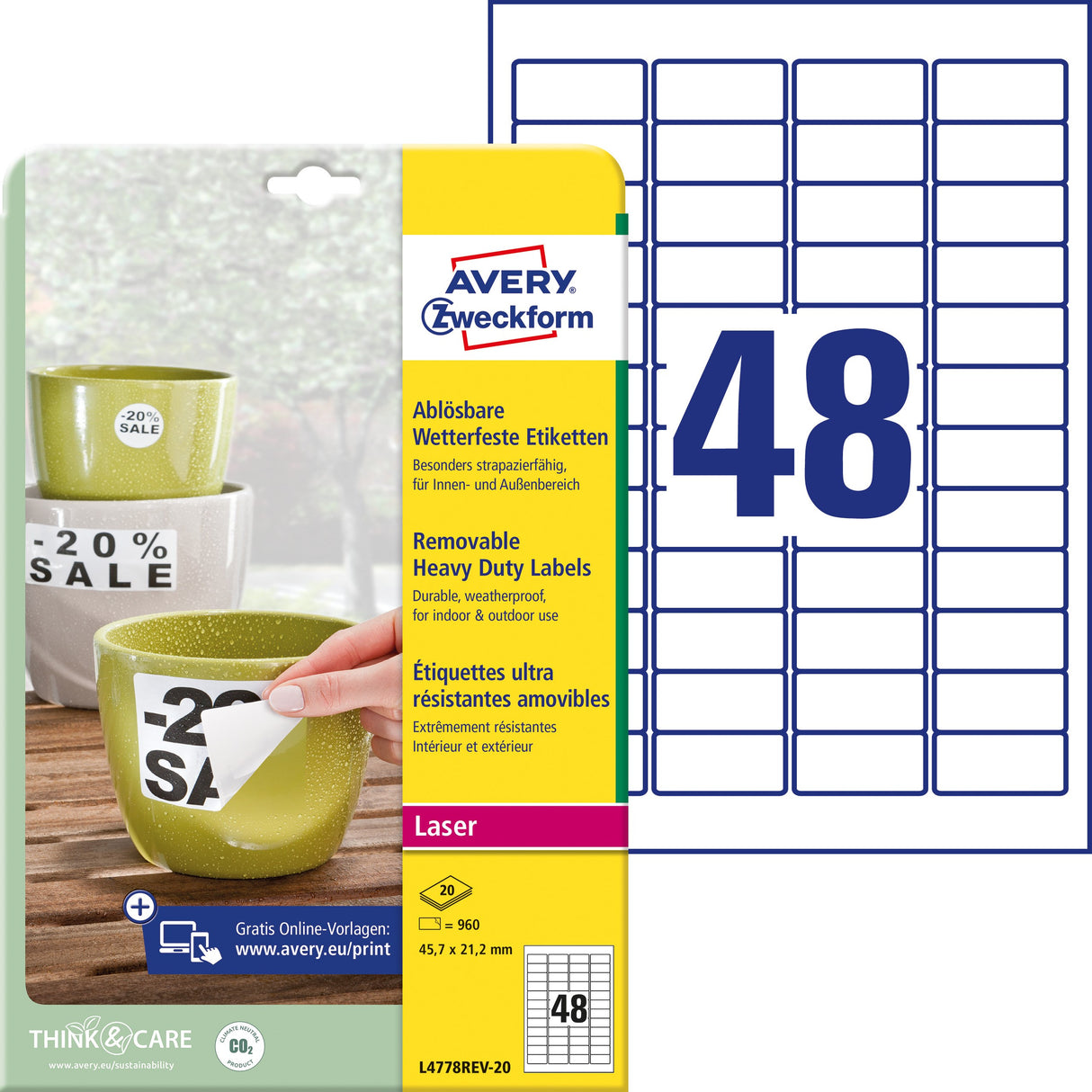 AVERY aftagelige etiket stærke 45,7x21,2mm (960) – image 1