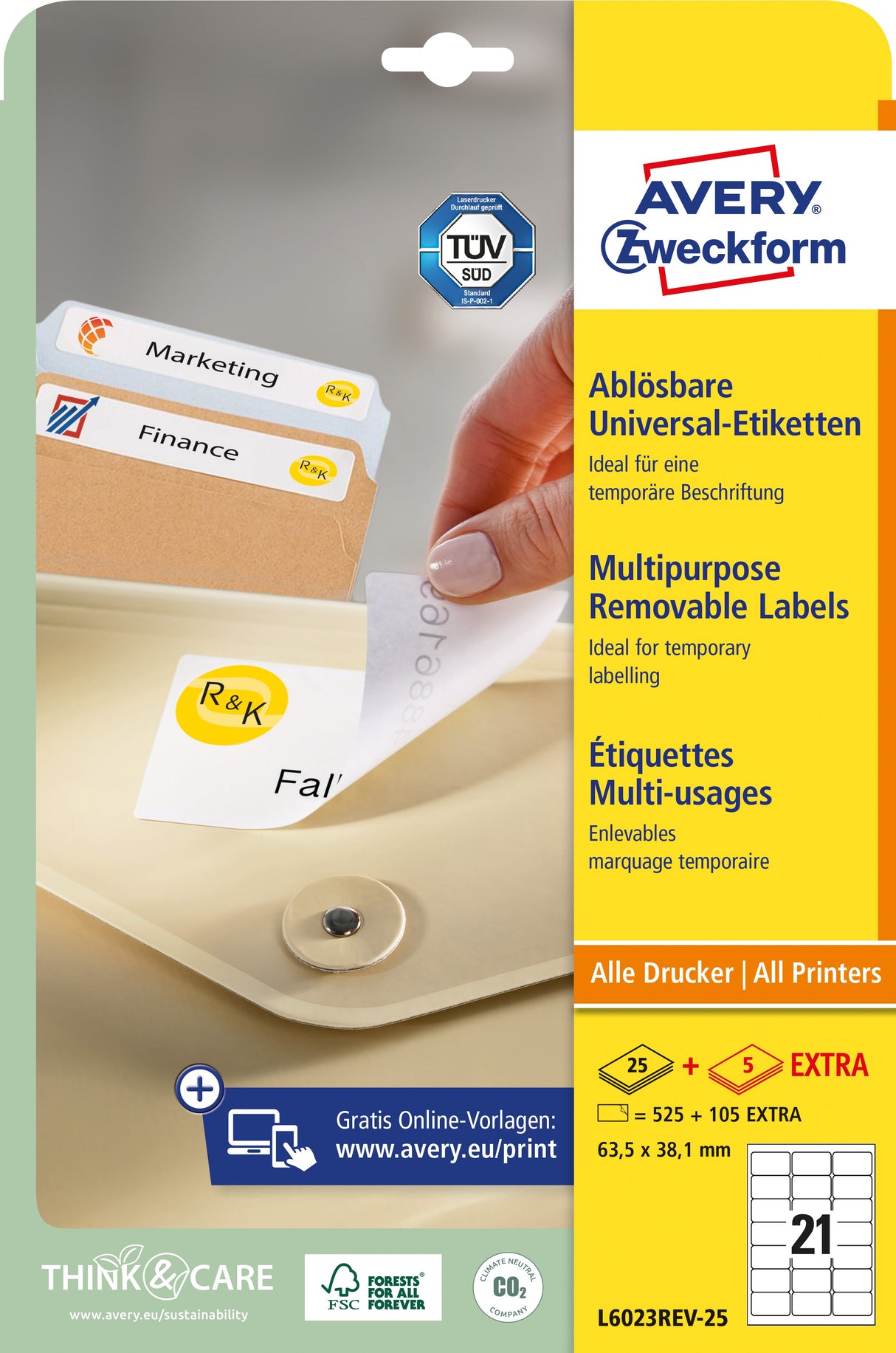 Avery aftagelig etiket 63,5x38,1mm (630) – image 2