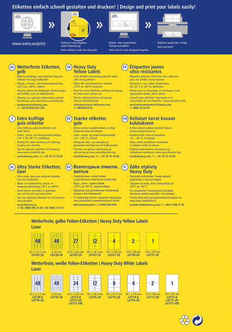 AVERY ekstra stærk etiket gul 210x148mm (20) – image 4