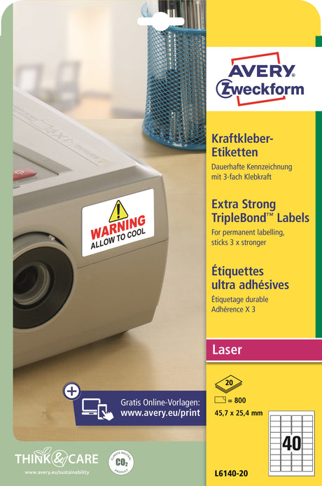 AVERY ekstra stærk etiket hvid 45,7x25,4mm (800) – image 2