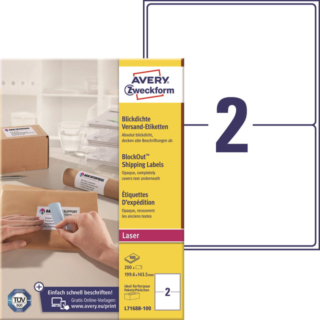 Avery adresseetiket 199,6x143,5mm BlockOut (200) – Etiketter