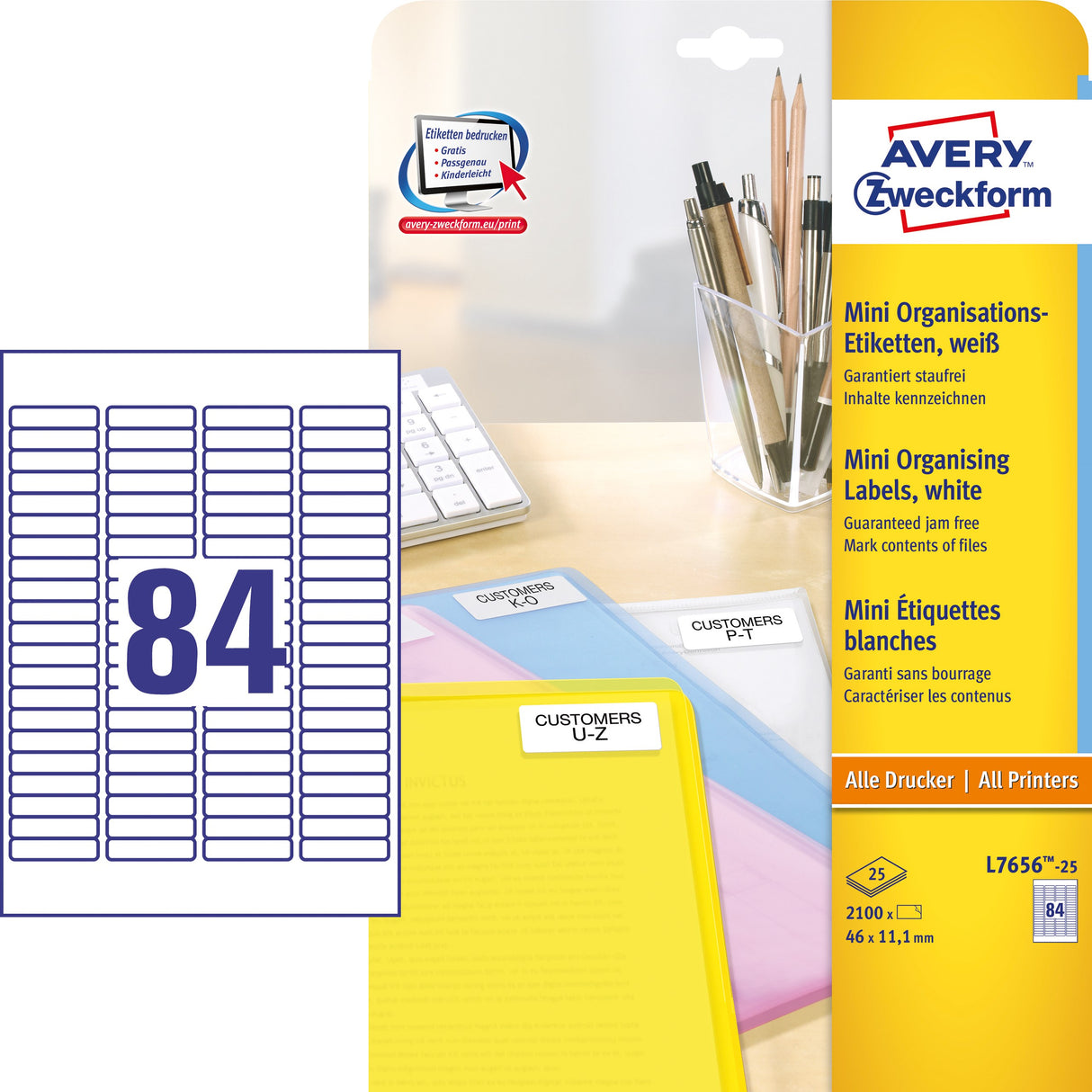 Avery adresseetiket/dias 46x11,1mm (2100) – image 1