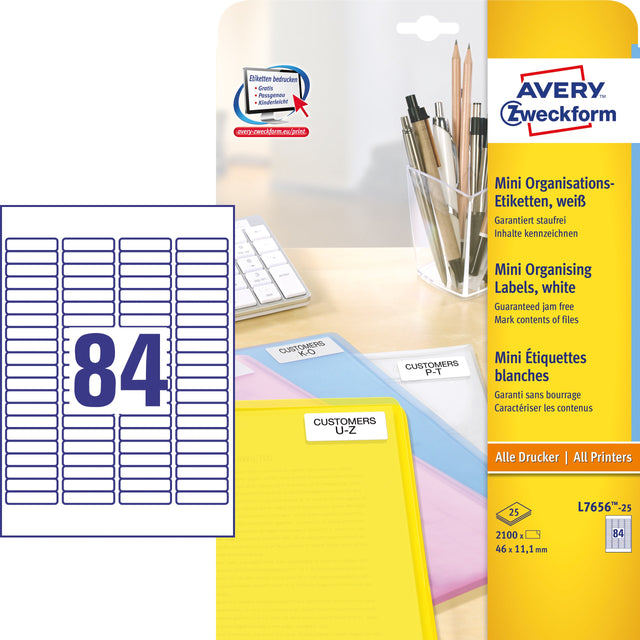 Avery adresseetiket/dias 46x11,1mm (2100) – image 1