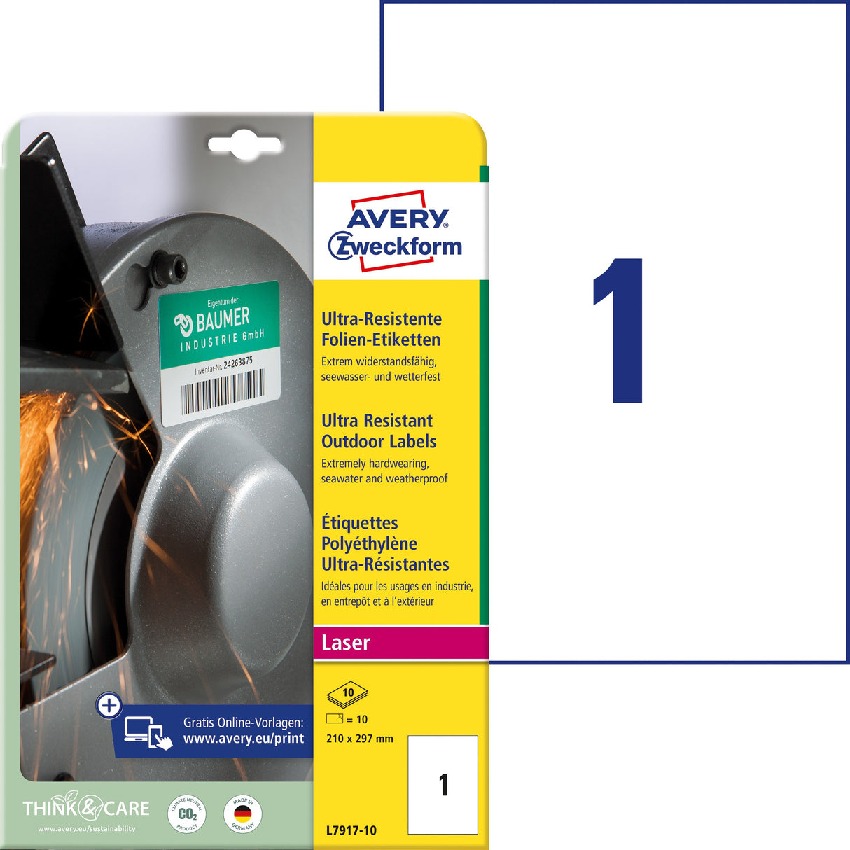 Avery ultra resistente strækbare etiket 210 x 297 (10) – image 1