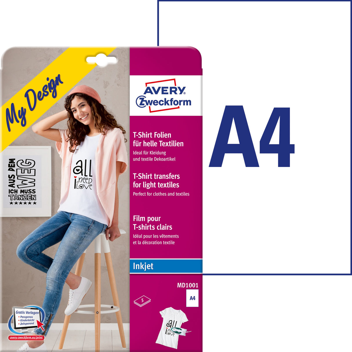 AVERY T-shirt folie t/lyse tekstiler A4 (5) – image 2