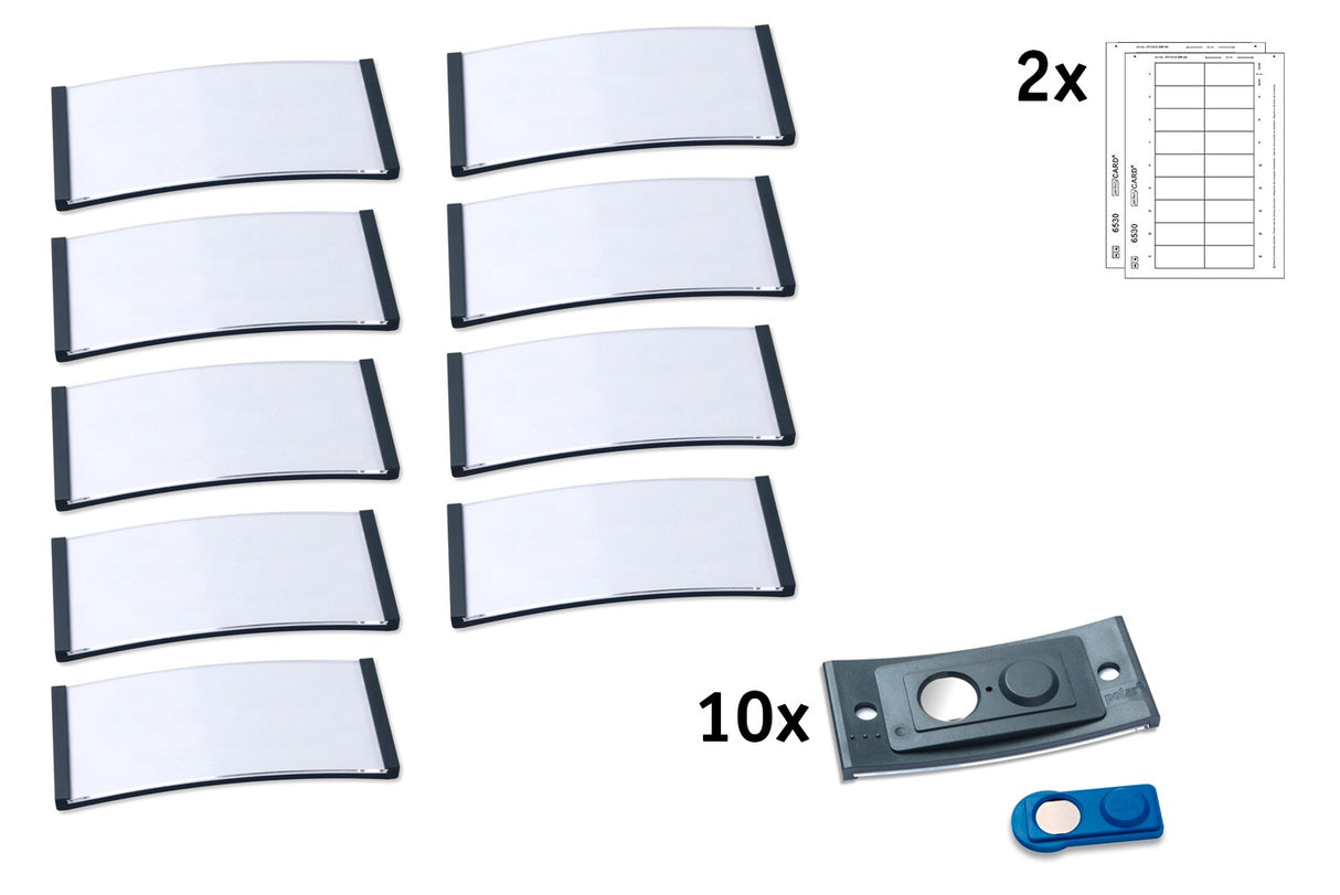 Navneskilt m/magnet Badgepoint 70x30mm grå ramme (10) – image 4