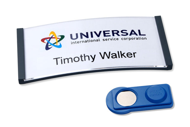 Navneskilt m/magnet Badgepoint 70x30mm grå ramme (20) – image 1