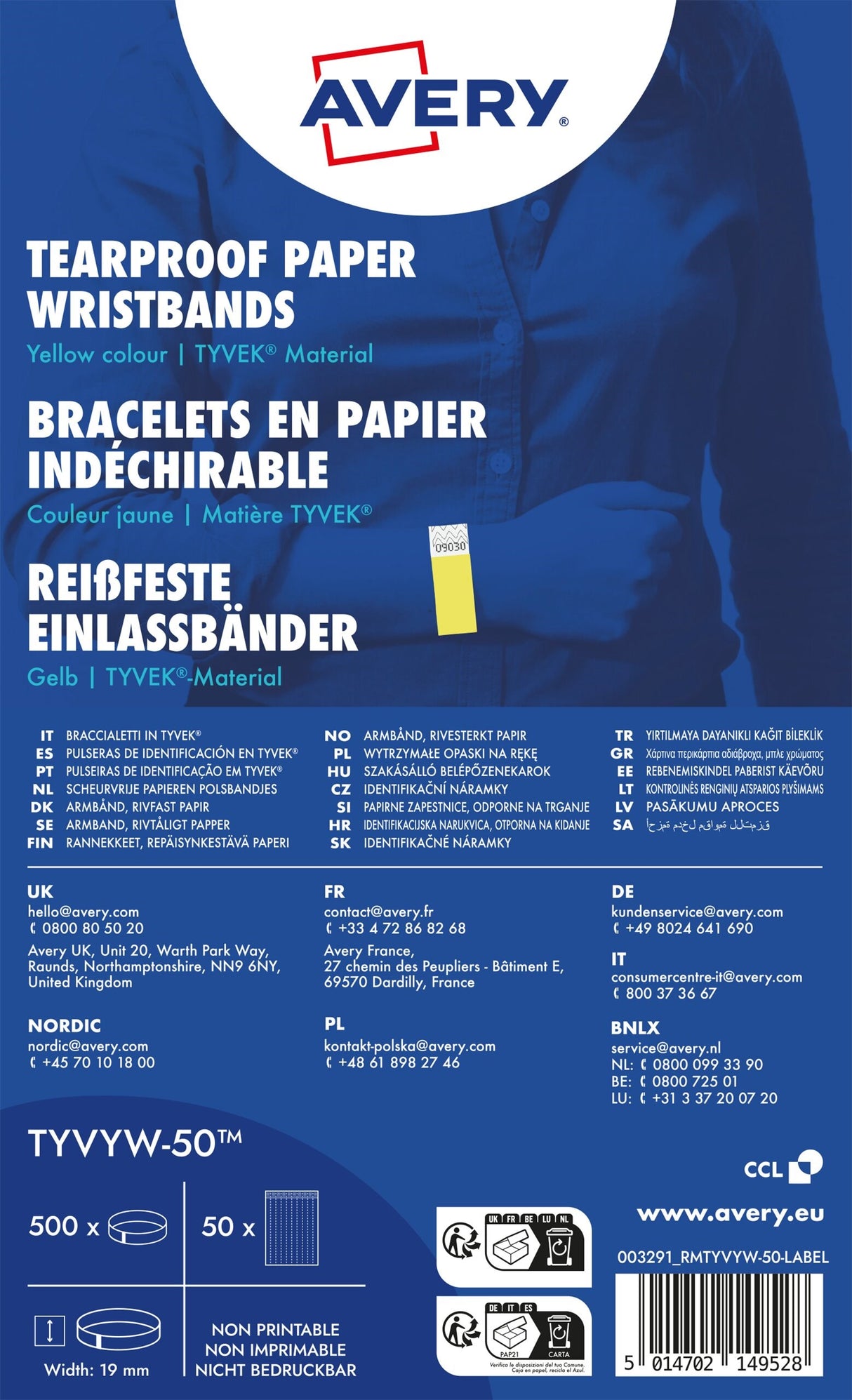 Festivalarmbånd Tyvek neongul (500) – image 1