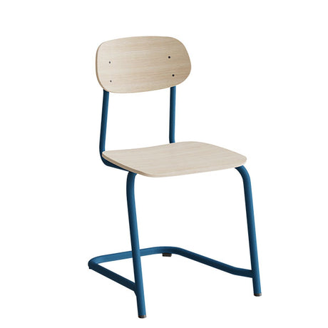 Stol Atlas, fritsving 2116, hvidpigmenteret egelaminat, blåt stel