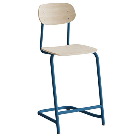 Stol Atlas, fritsving 2116, hvidpigmenteret egelaminat, blåt stel