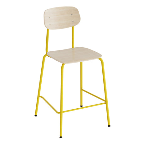Barstol Atlas 2111BS, hvidpigmenteret egelaminat, gult stel