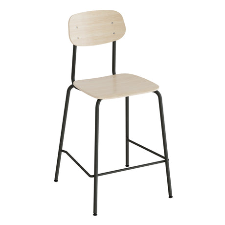 Barstol Atlas 2111BS, hvidpigmenteret egelaminat, sortoliven stel