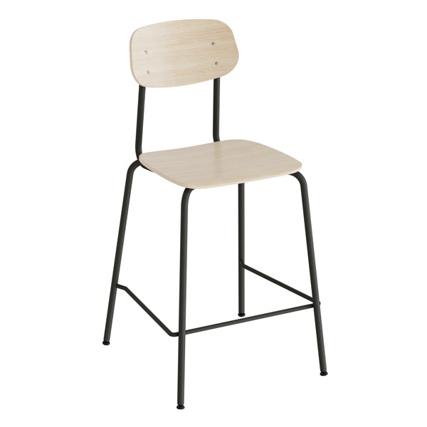 Barstol Atlas 2111BS, hvidpigmenteret egelaminat, sortoliven stel – image 1