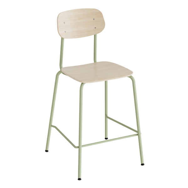 Barstol Atlas 2111BS, hvidpigmenteret egelaminat, grønt stel