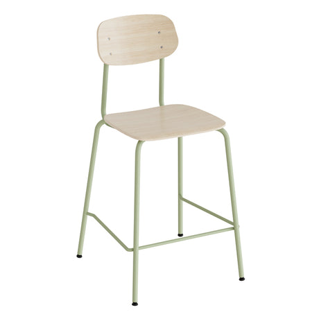 Barstol Atlas 2111BS, hvidpigmenteret egelaminat, grønt stel